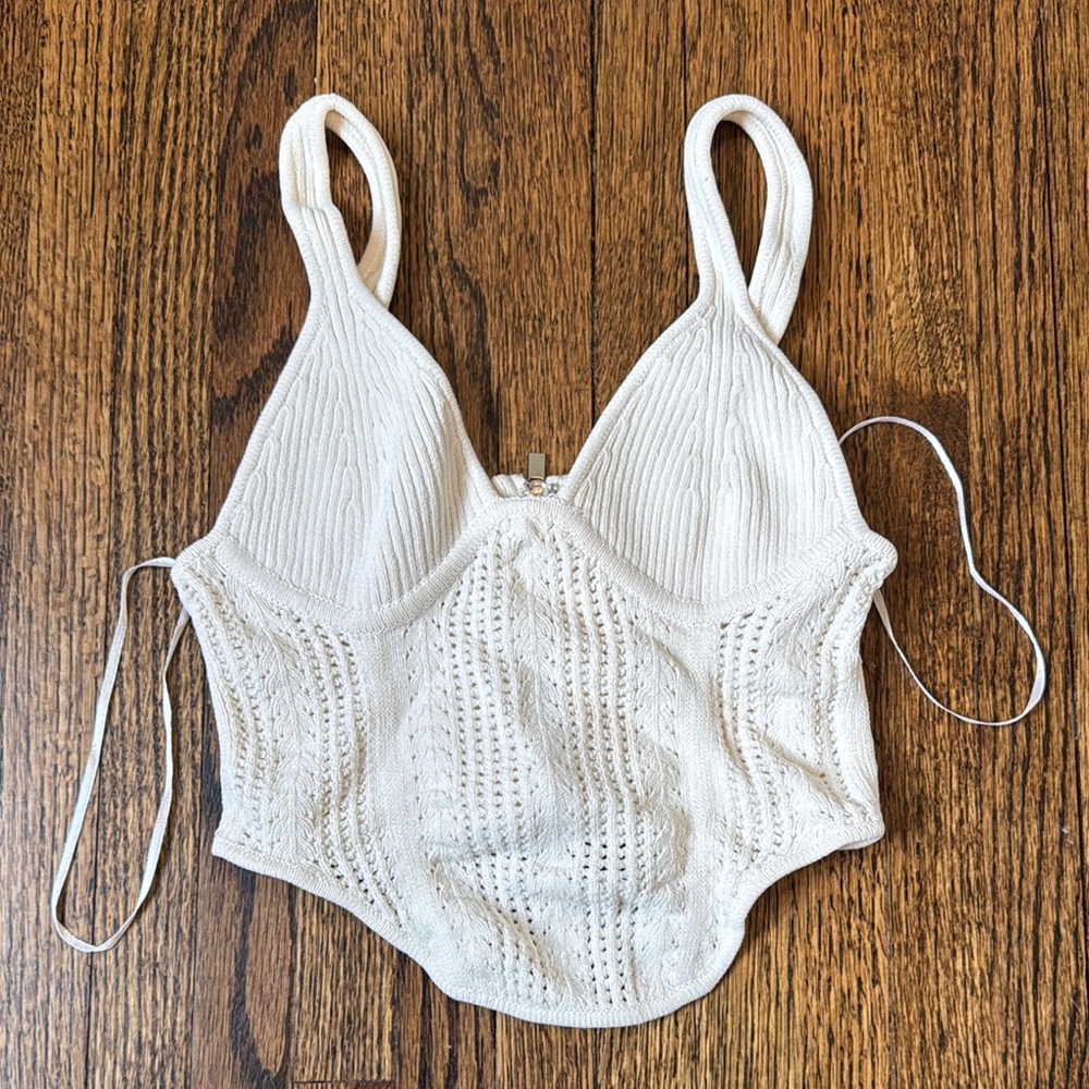 Garage Cream Knit Corset Top